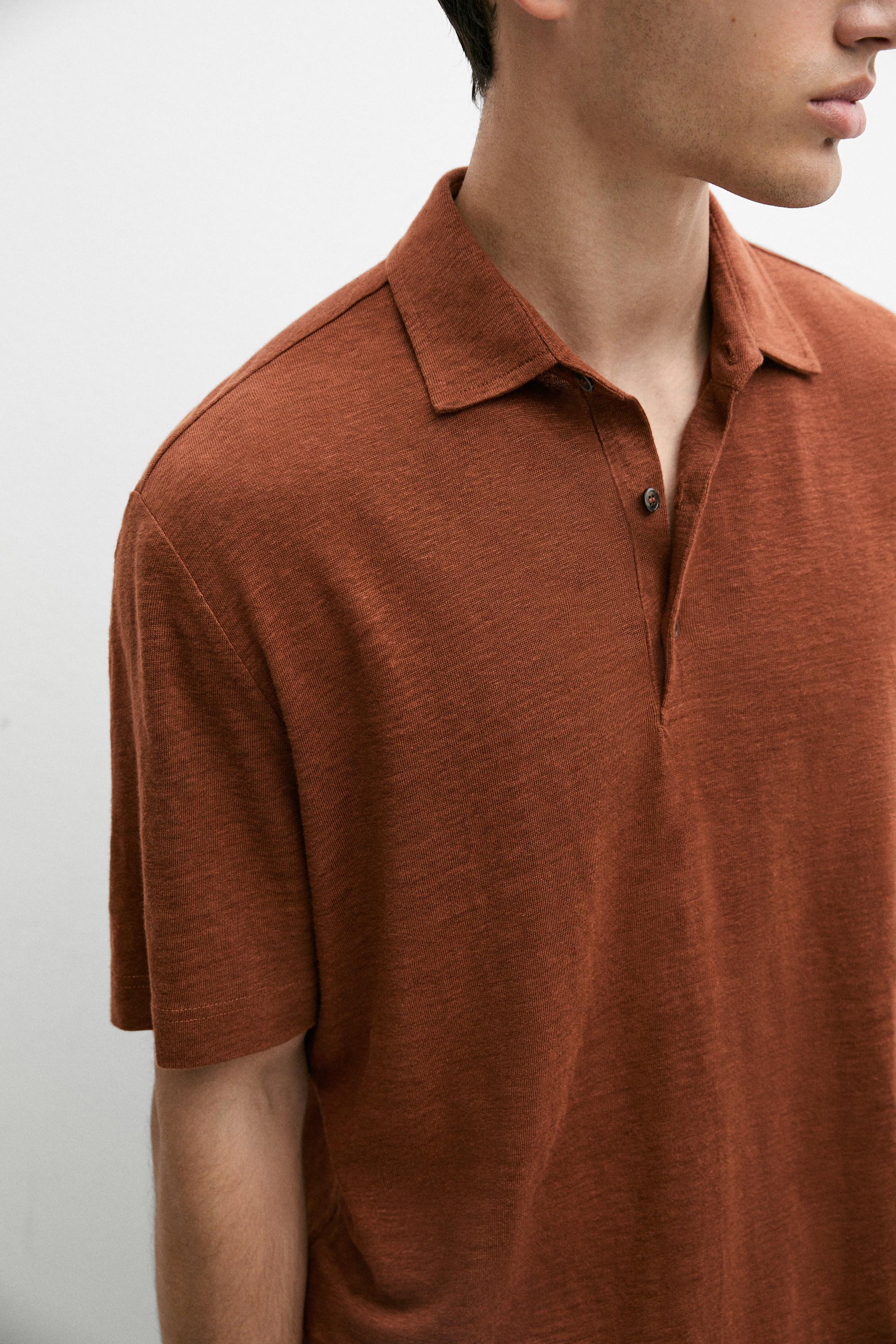 Polo 100 % lin à manches courtes